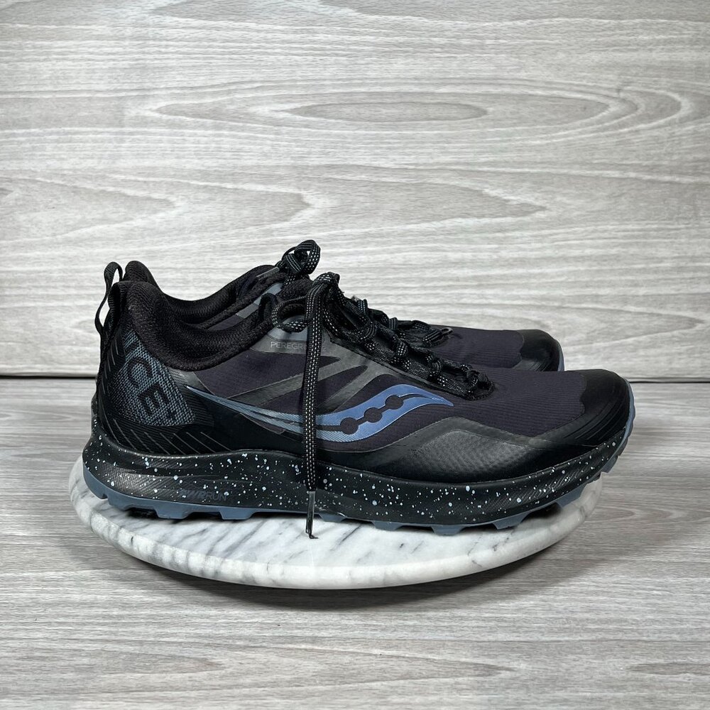 Saucony Peregrine 12 ICE+ 3 Womens 10 Running Shoes Black Blue Trail Outdoor - Picture 3 of 15